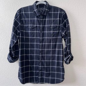 Scotch and Soda Men’s Slim Flannel Shirt in Navy Blue Size Small